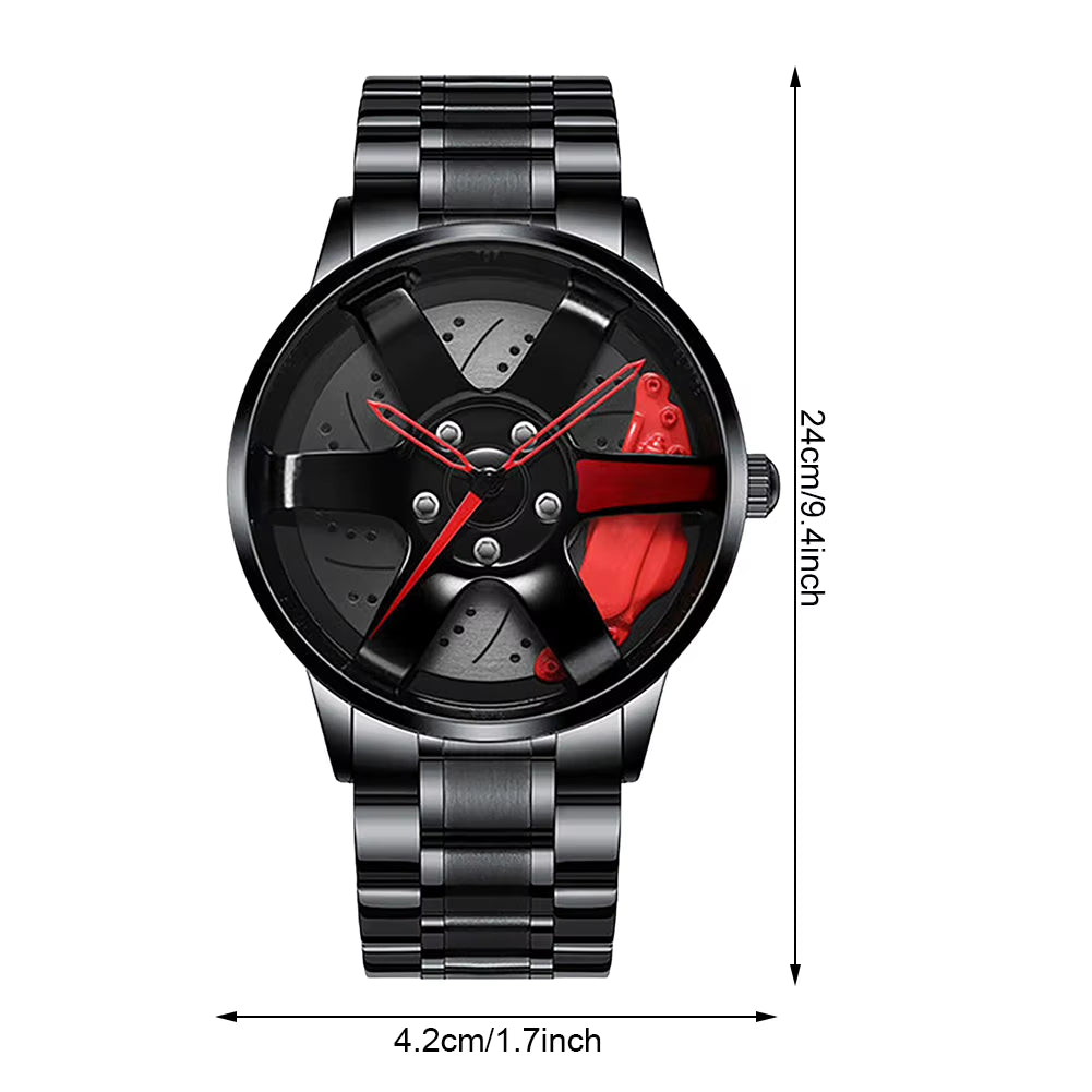 Cool and Cool Fashion Stainless Steel Men'S Quartz Wristwatch Dial Sport Car Rim Wheel Hub Watch Business Luxury Wrist Watches