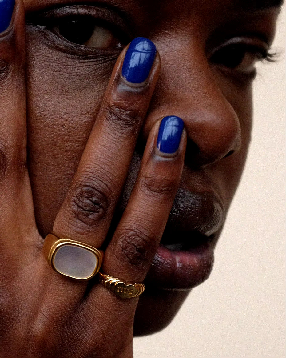 18Kgold Plated 316L Stainless Steel Shell Rings for Women Heart Shape Yin Yang Chunky Finger Rings Waterproof Jewelry