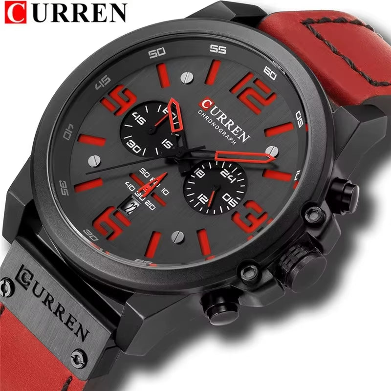 8314 Quartz Watch for Men Chronograph Sport Mens Watches Clock Leather Male Wristwatch Relogio Masculino Fashion Gift