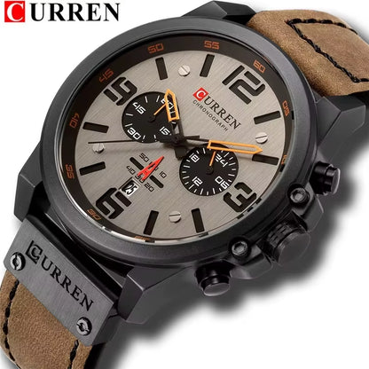 8314 Quartz Watch for Men Chronograph Sport Mens Watches Clock Leather Male Wristwatch Relogio Masculino Fashion Gift
