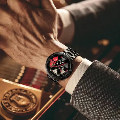 Cool and Cool Fashion Stainless Steel Men'S Quartz Wristwatch Dial Sport Car Rim Wheel Hub Watch Business Luxury Wrist Watches