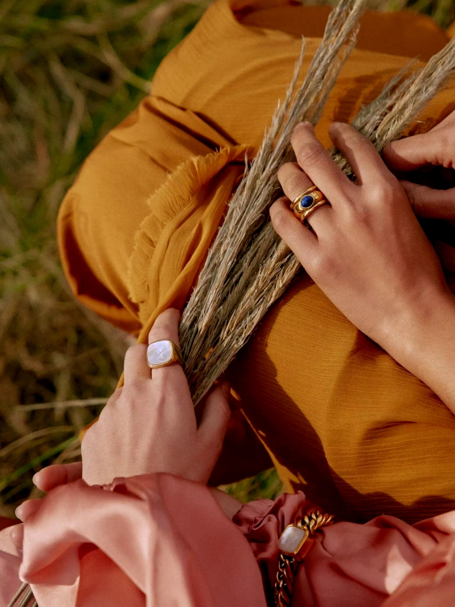 18Kgold Plated 316L Stainless Steel Shell Rings for Women Heart Shape Yin Yang Chunky Finger Rings Waterproof Jewelry