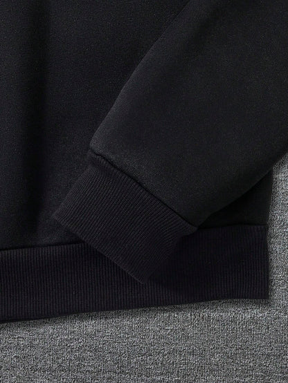 Manfinity Dauomo Men'S Character Letter Print Drawstring Hooded Sweatshirt